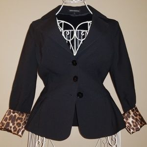 [Express] Black/Leopard Fitted Blazer